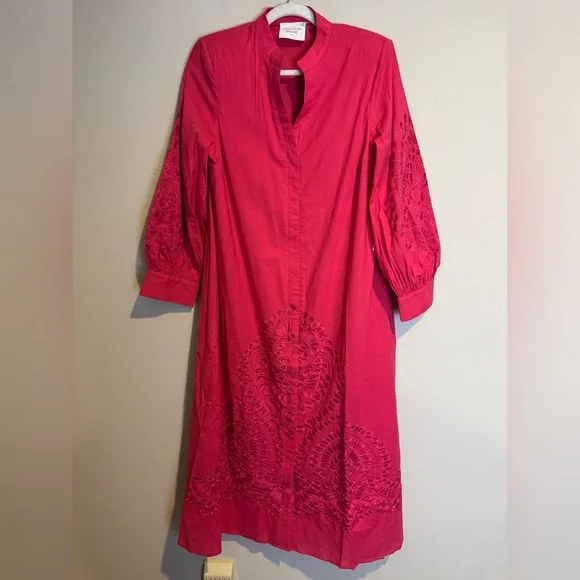 Tuckernuck Hyacinth House Wisteria Caftan Guava Pink - Picture 3 of 9